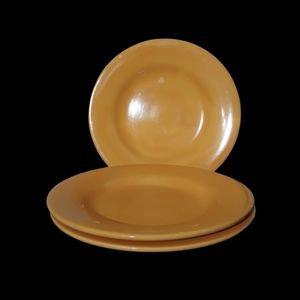3 Potery Barn Salade Plates.Stoneware Hand Painted Plate, Color Yellow.
